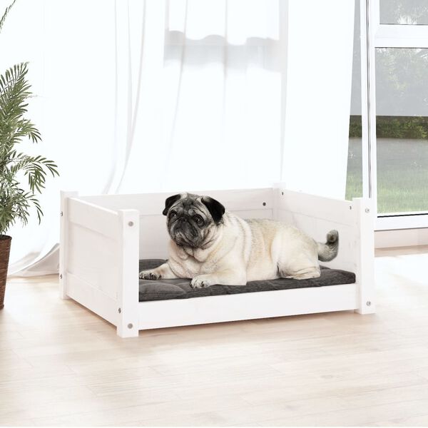 vidaXL Dog Bed White Solid pine wood Small/Medium Dog Bed Rectangular