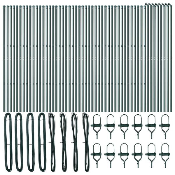 vidaXL Fence Post Other 52 pcs Green 1.26 x 1.26 x 74.80 in Steel