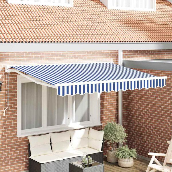 vidaXL Retractable Awning Blue and White 250x200 cm fabric