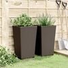 vidaXL Garden Planter Set of 2 Brown Polypropylene 12.8 x 12.8 x 22.4 in