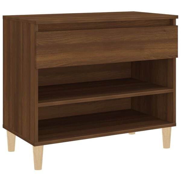 vidaXL Shoe Cabinet Brown oak Engineered wood, solid eucalyptus wood