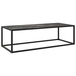vidaXL Coffee Table Black Tempered glass, powder-coated steel