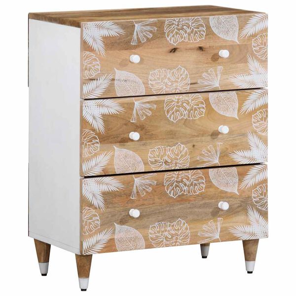 vidaXL Sideboard Set of 3 Natural Mango Wood with White