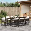 vidaXL Garden Dining Set 9 pcs Brown Poly Rattan