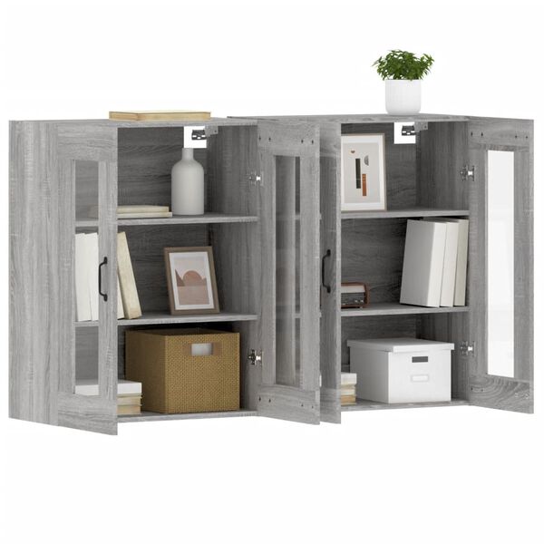 vidaXL Wall Mounted Cabinet Set of 2 Grey sonoma