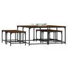 vidaXL Nesting Coffee Table Brown Oak Engineered Wood, Metal Large