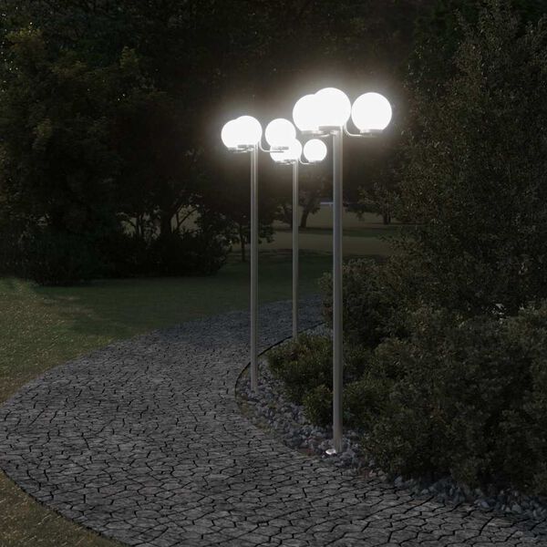 vidaXL Outdoor Floor Lamp Silver Stainless Steel Extra Tall