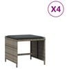 vidaXL Patio Stool Gray PE Rattan, powder-coated steel, foam, polyester