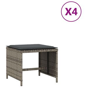 vidaXL Patio Stool Gray PE Rattan, powder-coated steel, foam, polyester