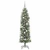 vidaXL Artificial Slim Christmas Tree Green and White 70.87 in