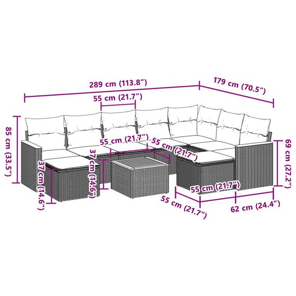 vidaXL Garden Sofa Set Black