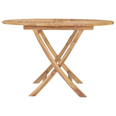 vidaXL Folding Patio Table Ø 47.2" Solid Teak Wood