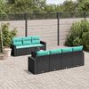 vidaXL 8 Piece Patio Sofa Set with Cushions Black Poly Rattan