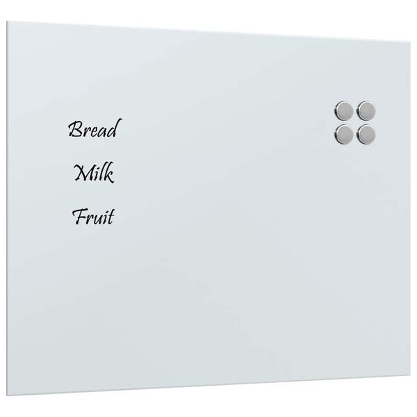 vidaXL Wall-mounted Magnetic Board White 19.7"x15.7" Tempered Glass