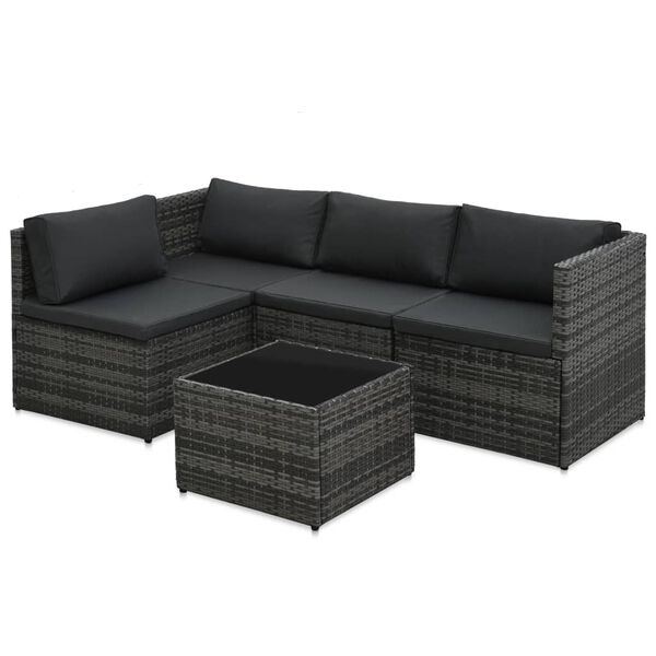 vidaXL Garden Lounge Set Grey, Anthracite, Black