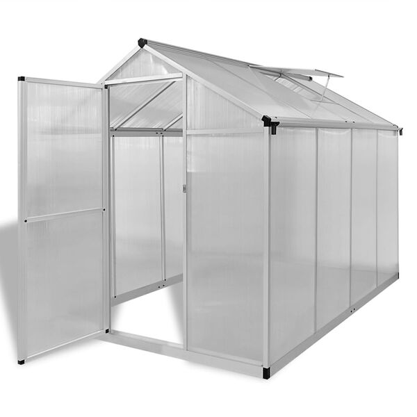 vidaXL Greenhouse Silver Aluminum frame with polycarbonate panels 49.4 ft&sup2;