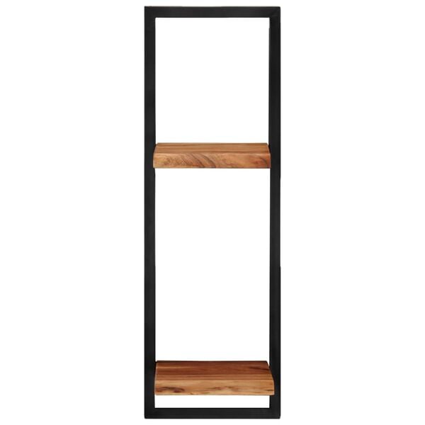 vidaXL Wall Shelf Set of 2 Natural wood and black Solid Acacia wood, Steel