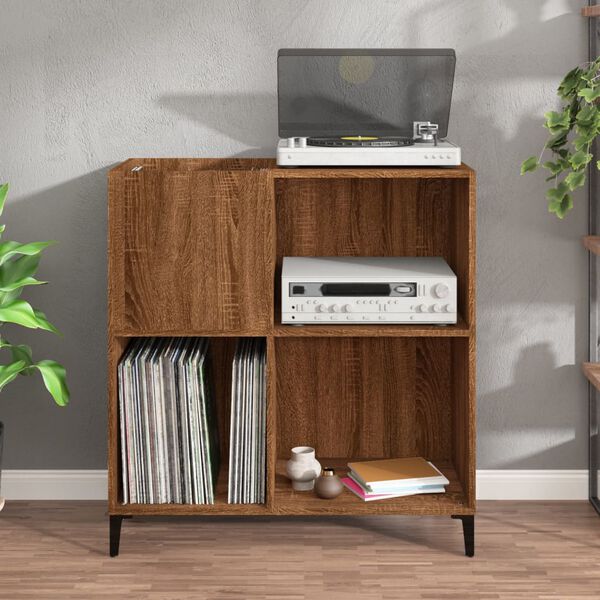 vidaXL Record Cabinet Brown Oak Engineered Wood Medium Record Cabinet