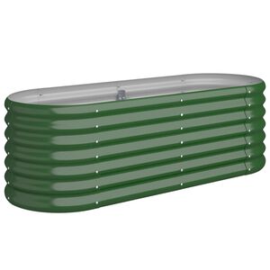 vidaXL Garden Raised Bed Green Powder-coated steel Medium Durable