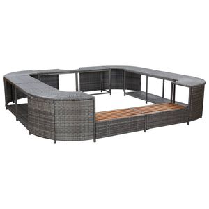 vidaXL Spa Surround Grey PE rattan, powder-coated steel, solid acacia wood