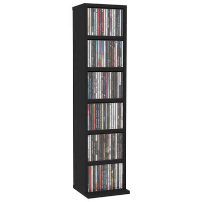 vidaXL CD Cabinet Black 8.3"x9"x34.6" Chipboard