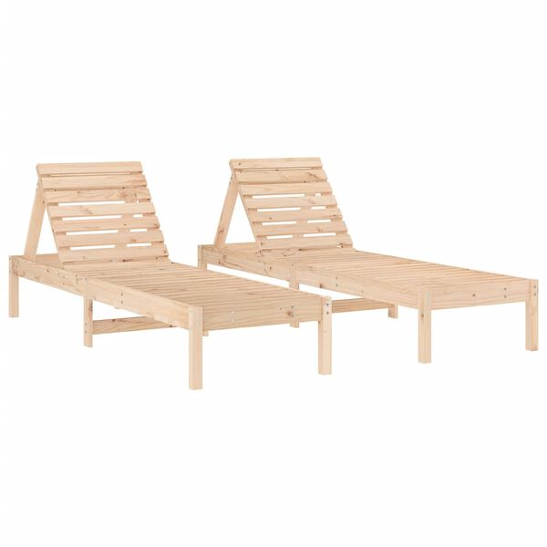 vidaXL Sun Lounger Set of 2 Natural Pine Solid pine wood (untreated)