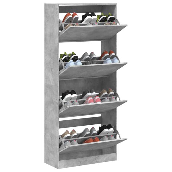 vidaXL Shoe Cabinet Concrete Gray Engineered Wood Tall Shoe Cabinet
