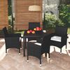 vidaXL Dining Set Black PE rattan, steel, fabric, WPC, aluminum