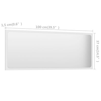vidaXL Bathroom Mirror White 39.4"x0.6"x14.6" Engineered Wood