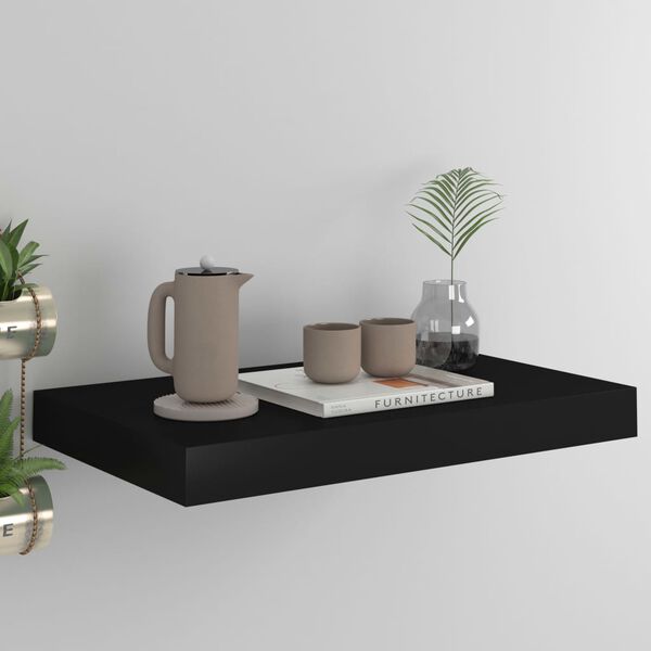 vidaXL Wall Shelf Black Honeycomb MDF, Metal 15.7 in Floating Wall Shelf