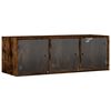 vidaXL Wall Cabinet with Glass Doors Smoked Oak 40.2"x14.6"x13.8"