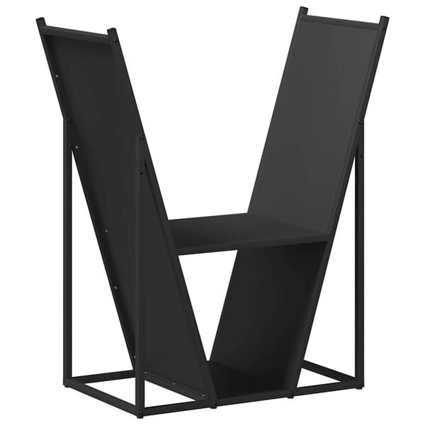 vidaXL Firewood Rack Black 27.4x13.8x31.9" Cold-rolled steel