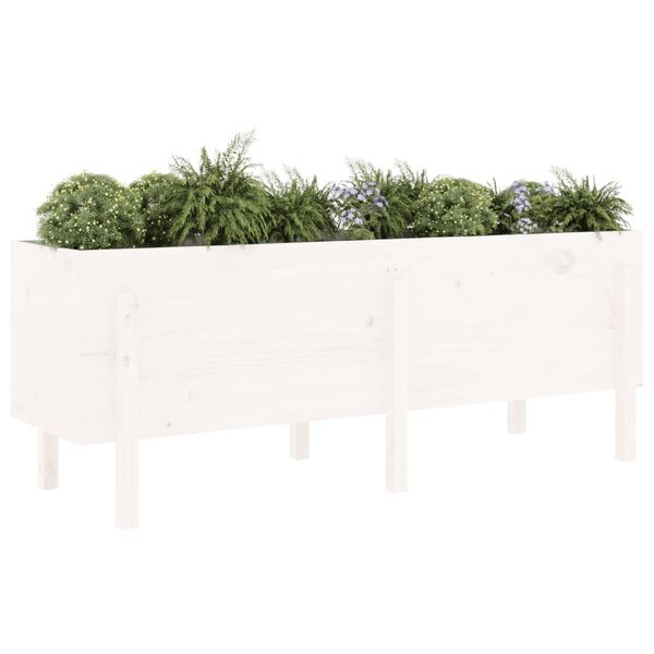 vidaXL Garden Raised Bed White Solid Pine Wood Large Planters