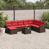 vidaXL 9 Piece Patio Sofa Set with Cushions Brown Poly Rattan