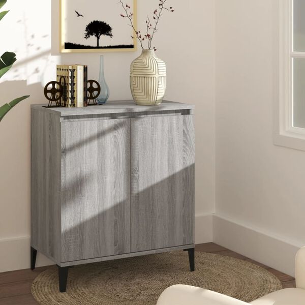 vidaXL Sideboard Grey Sonoma Engineered wood, Metal Medium Sideboard
