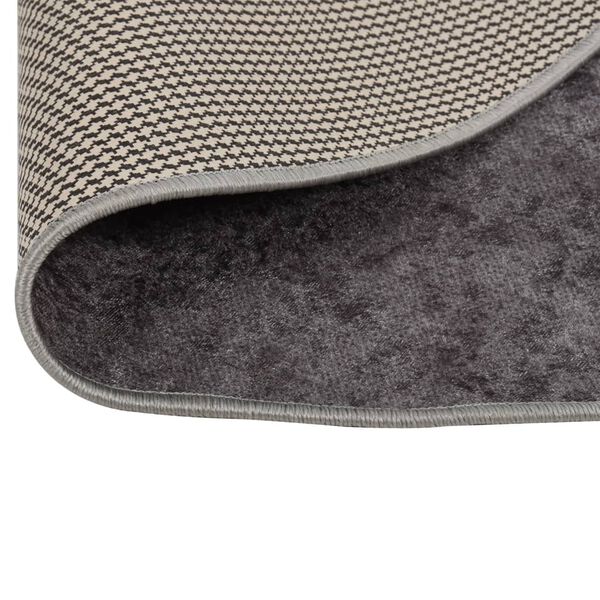 vidaXL Rug Grey 100% Polyester Ø 47.2 in Decorative Inlays Rug Round
