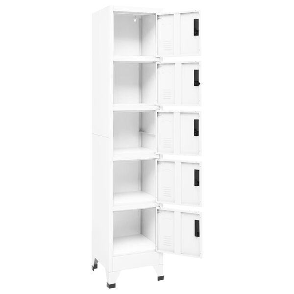 vidaXL Locker Cabinet White Steel Tall Modern Locker Cabinet