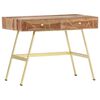 vidaXL Writing Desk Natural and brass Solid Acacia wood