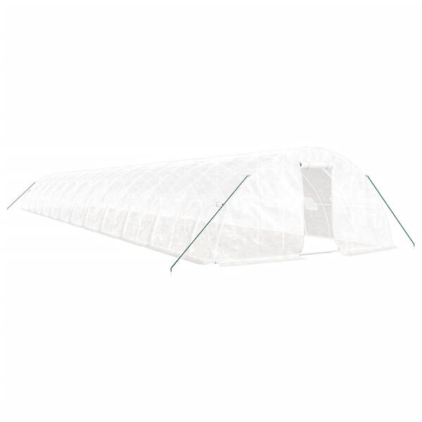 vidaXL Greenhouse White Polyethylene, Galvanized Steel Large Greenhouse