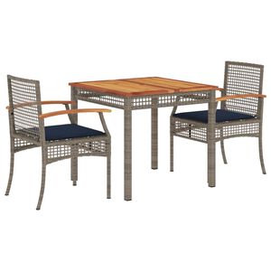 vidaXL Patio Dining Set Set of 4 Gray PE rattan 5 Piece Set
