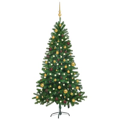 vidaXL Artificial Christmas Tree with LEDs&Ball Set 70.9" Green