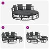 vidaXL Outdoor Lounge Bed Black Poly Rattan Large Modular