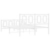 vidaXL Bed Frame White Steel Double Bed Frame Rectangular Modern