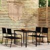 vidaXL Garden Dining Set Black Powder-coated steel, PE rattan, glass