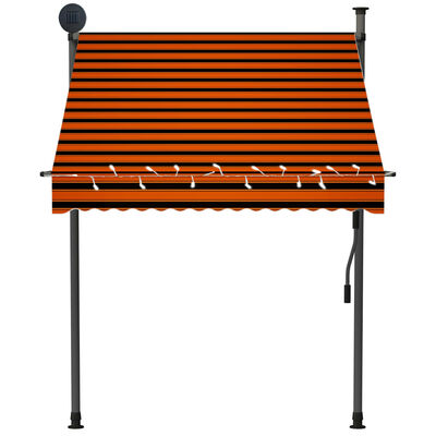 vidaXL Manual Retractable Awning with LED 59.1" Orange and Brown
