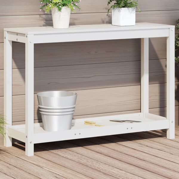 vidaXL Potting Table White Solid Pine Wood Medium Potting Table
