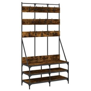 vidaXL Clothes Rack Smoked Oak Engineered Wood, Metal Compact