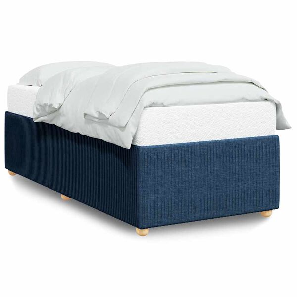 vidaXL Bed Frame Blue Polyester (100%) Twin Bed Frame Rectangular