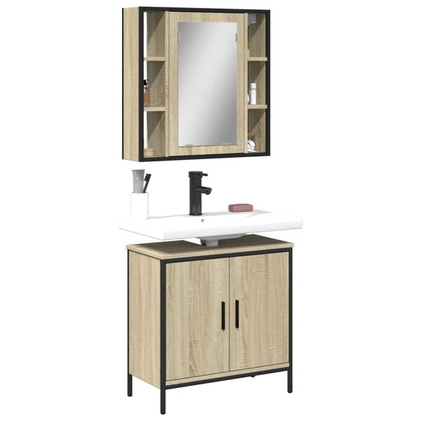 vidaXL 2 Piece Bathroom Furniture Set Sonoma Oak Engineered Wood
