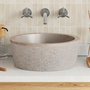 vidaXL Sink Gray Ø15.7"x5.9" Marble